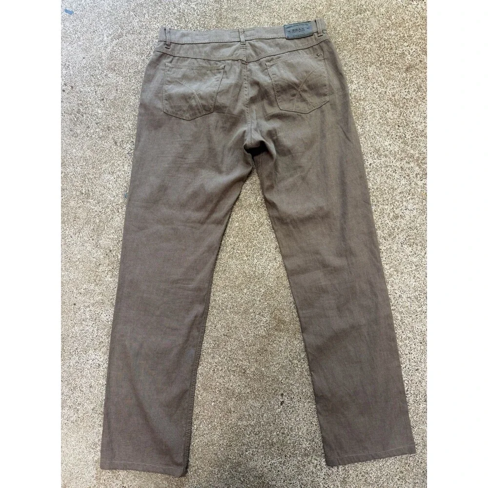 Brax Style Cooper Regular Fit Mens Pants 35 Tan Tri-Tone Flex Micro Check